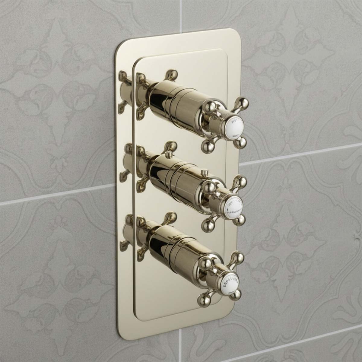brushed nickel concealed shower valve 3 outlets