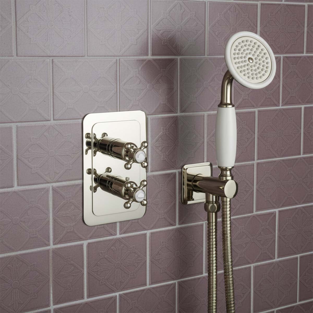 brushed nickel shower valve 2 outlets