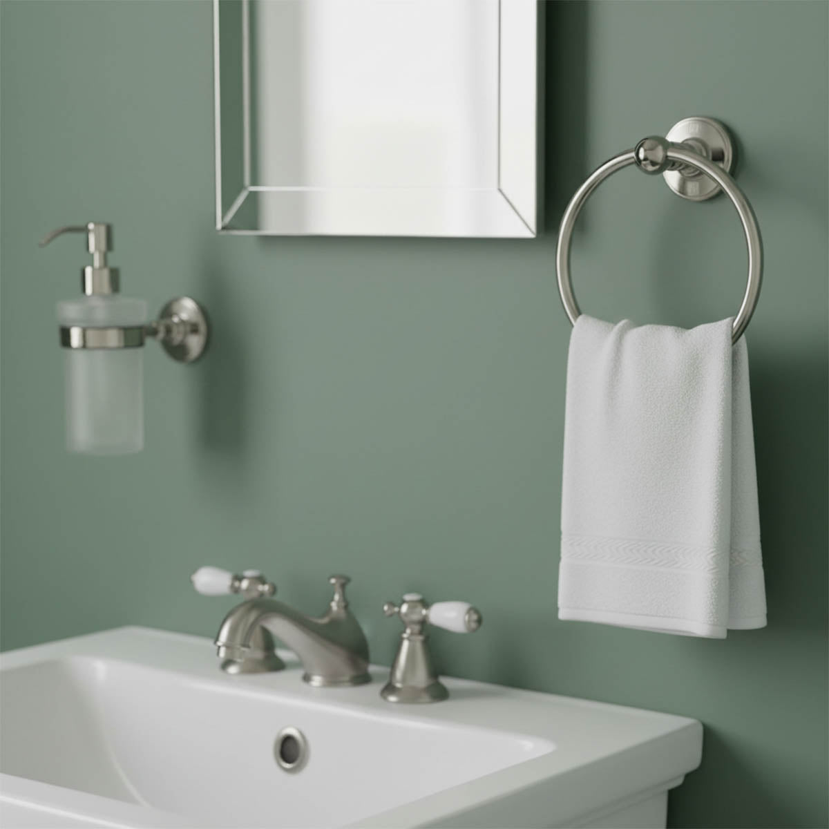 Traditional Hand Towel Ring - Brushed Nickel Secondary image