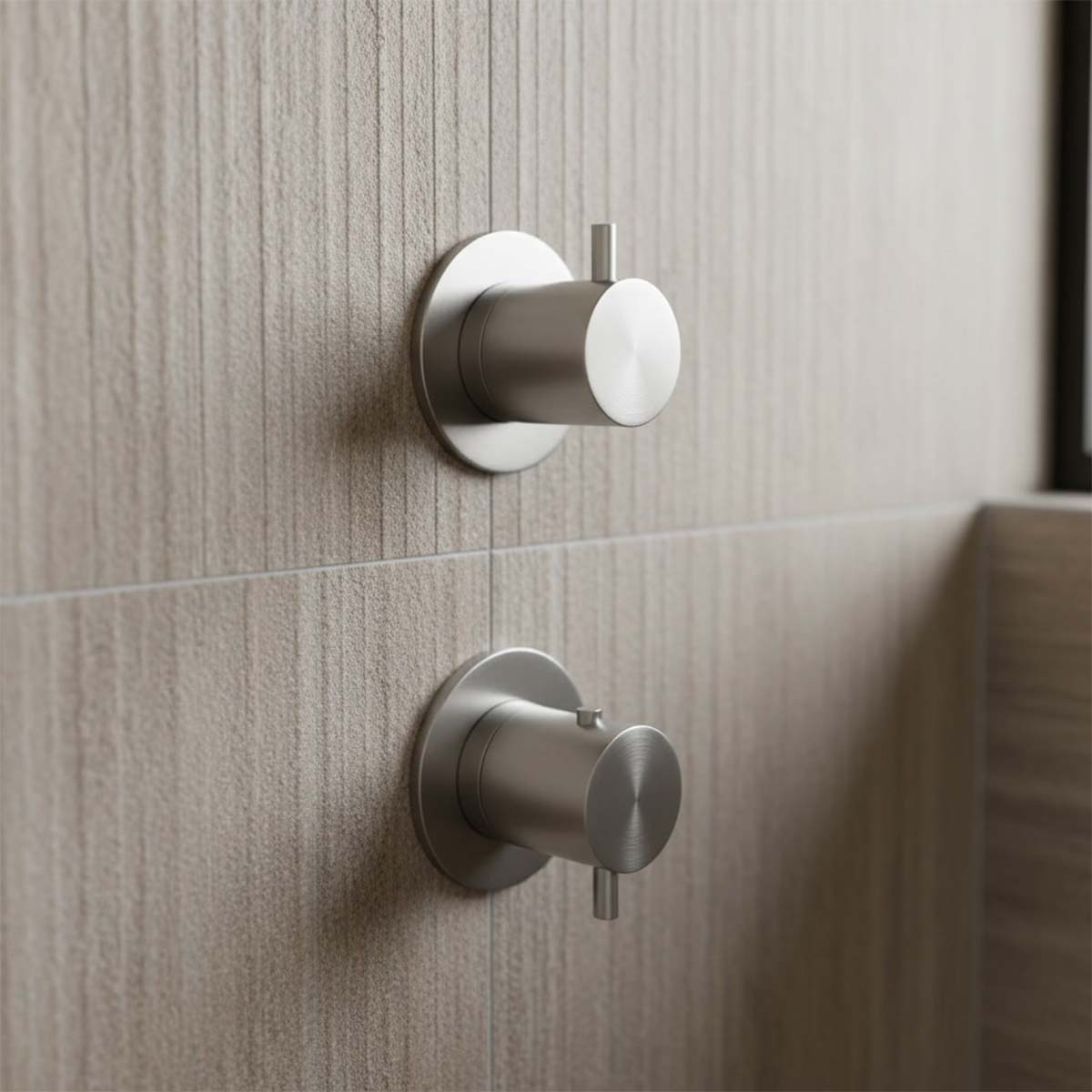 brushed stainless steel 2 outlet shower mixer valve