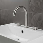 3 hole deck mounted brushed stainless steel basin mixer tap 
