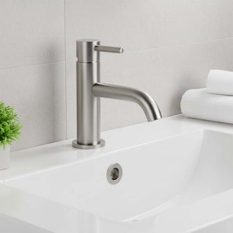 brushed stainless steel basin tap - deck mounted  Main image