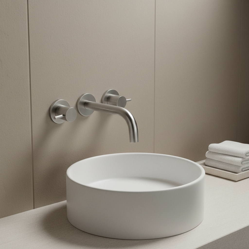 brushed stainless steel basin tap wall mounted 