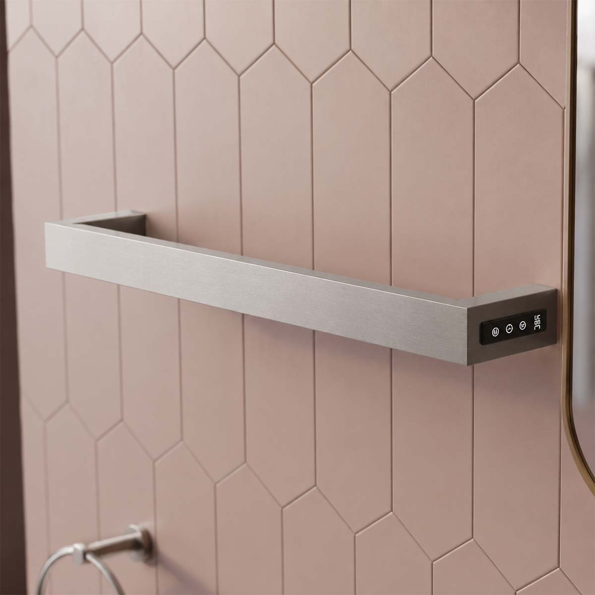 brushed stainless steel electric towel warmer with timer IPX4