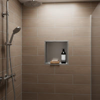 brushed stainless steel shower nicher 300mm x 300mm