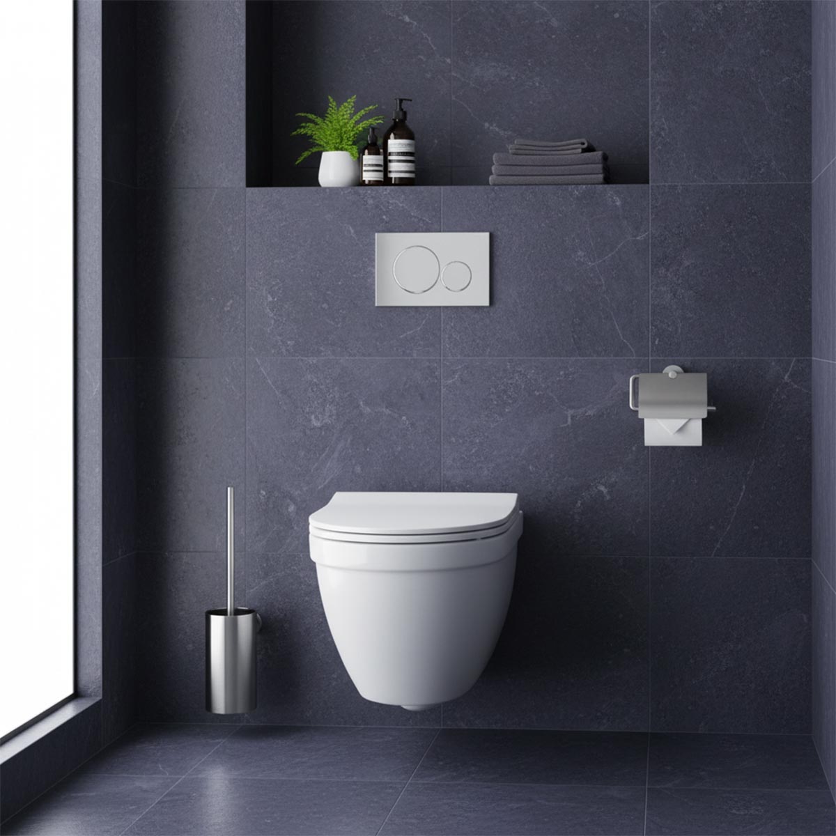 brushed stainless steel toilet brush holder
