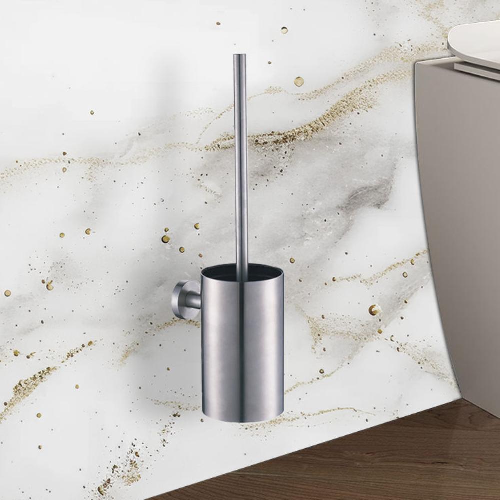 brushed stainless steel toilet brush holder