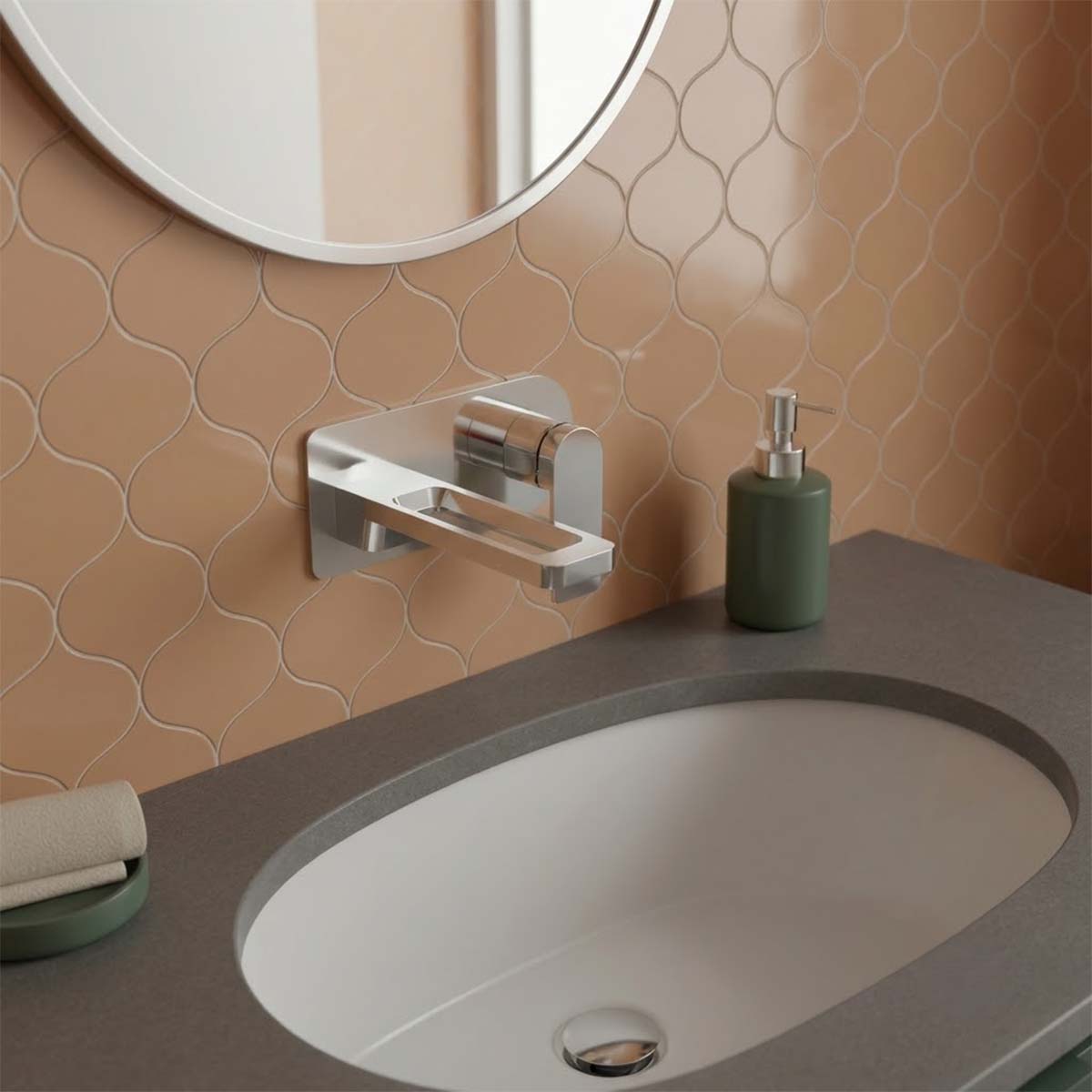 chrome 2 hole basin mixer tap wall mounted 
