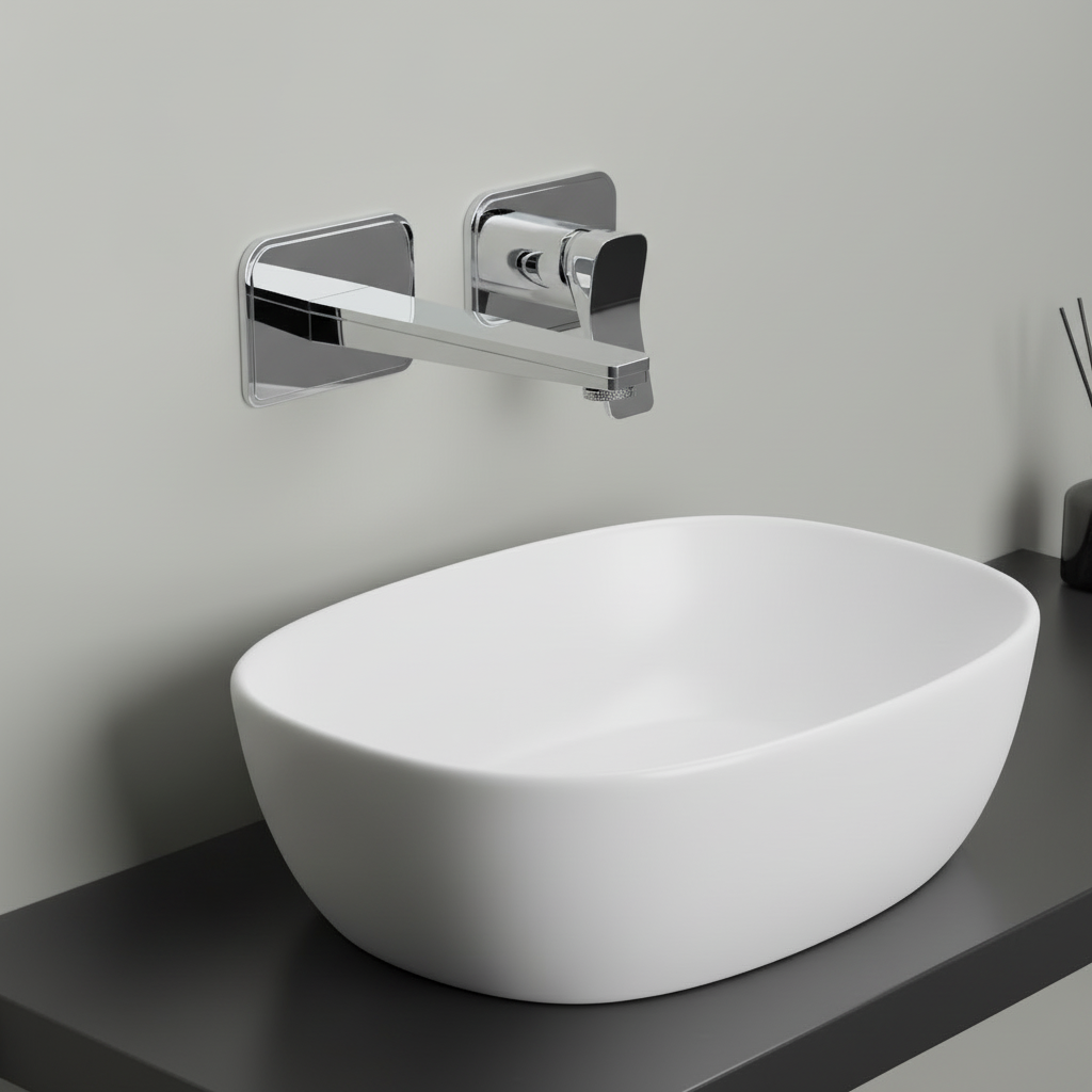  chrome 2 hole basin mixer tap wall mounted