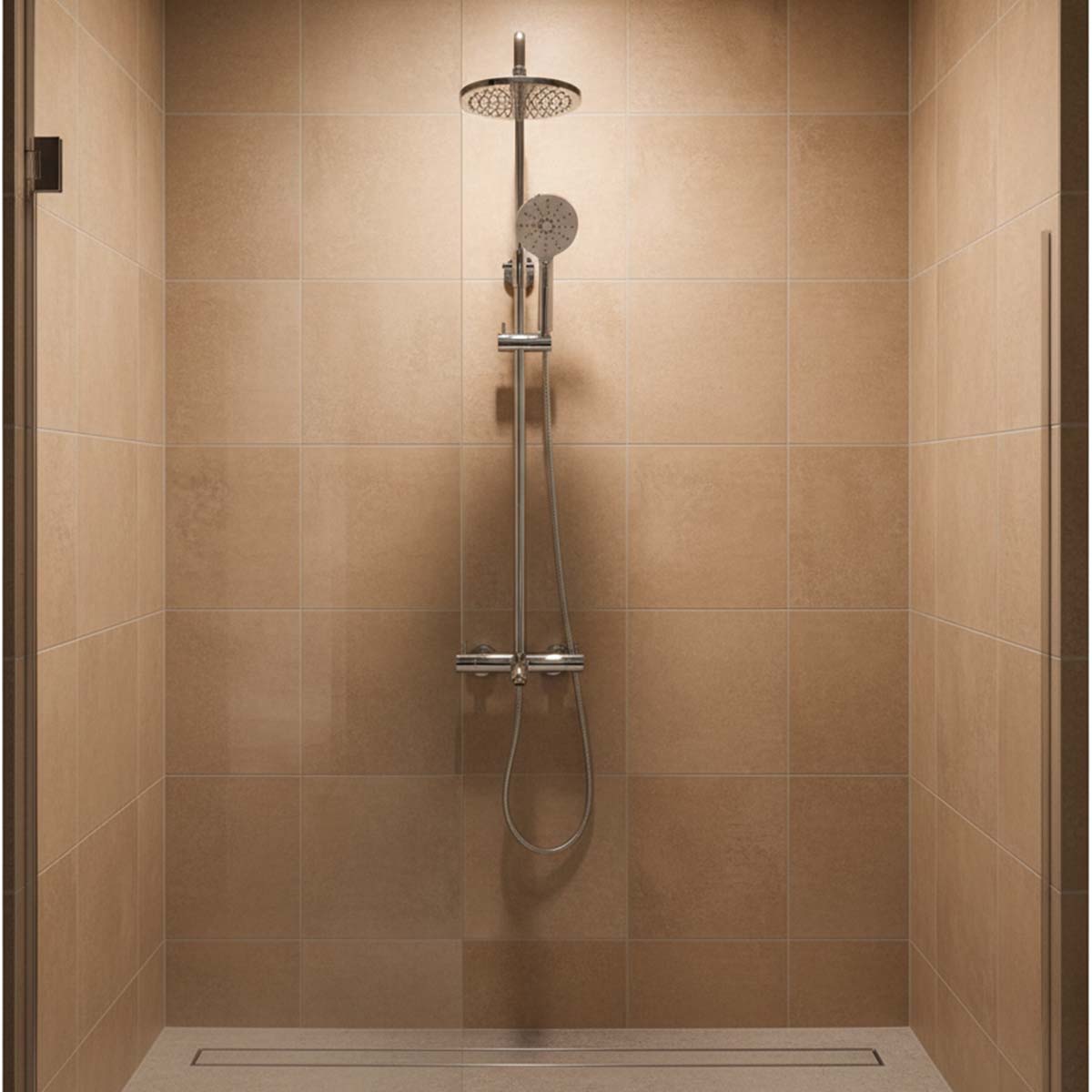 Thermostatic Shower 3 Outlet Adjustable Riser with Hand Shower and Bath Spout and Overhead Shower Secondary image
