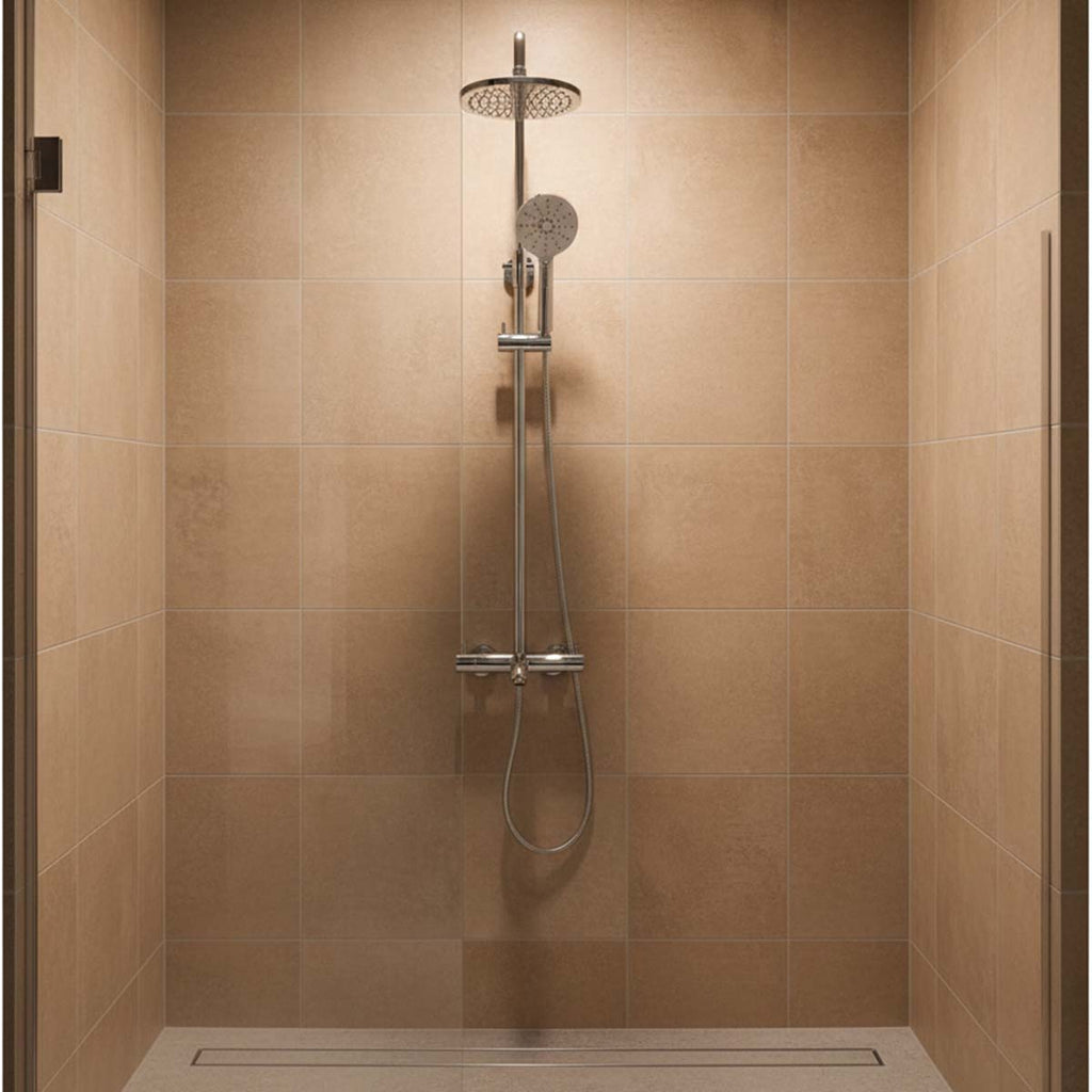 Thermostatic Shower 3 Outlet Adjustable Riser with Hand Shower and Bath Spout and Overhead Shower