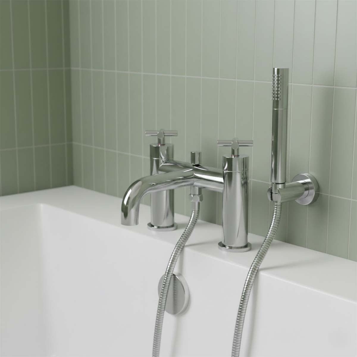 chrome bath tap with shower attachment 