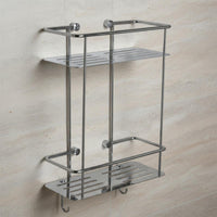 chrome double tier shower caddy with hooks 