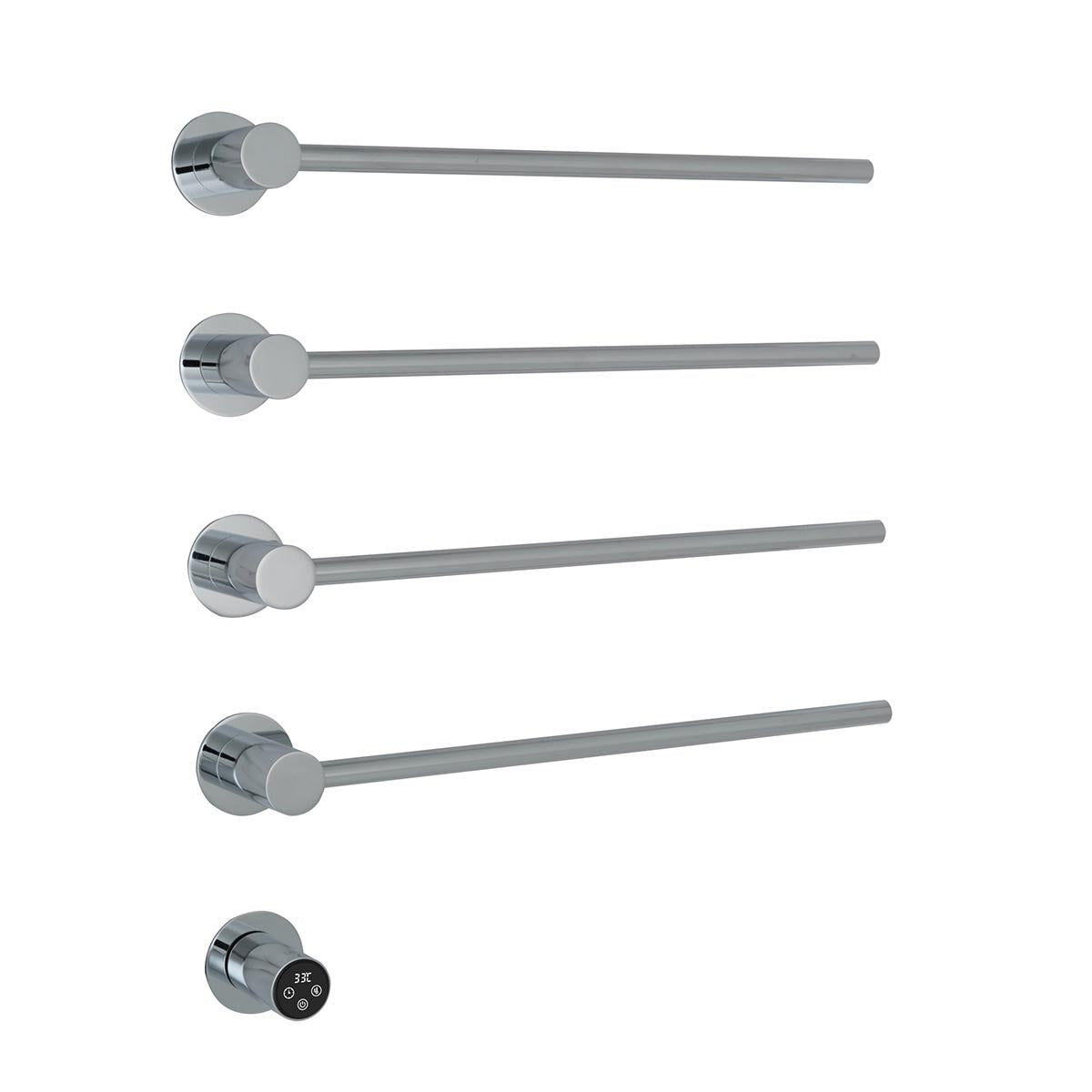 chrome electric towel rail open ended 