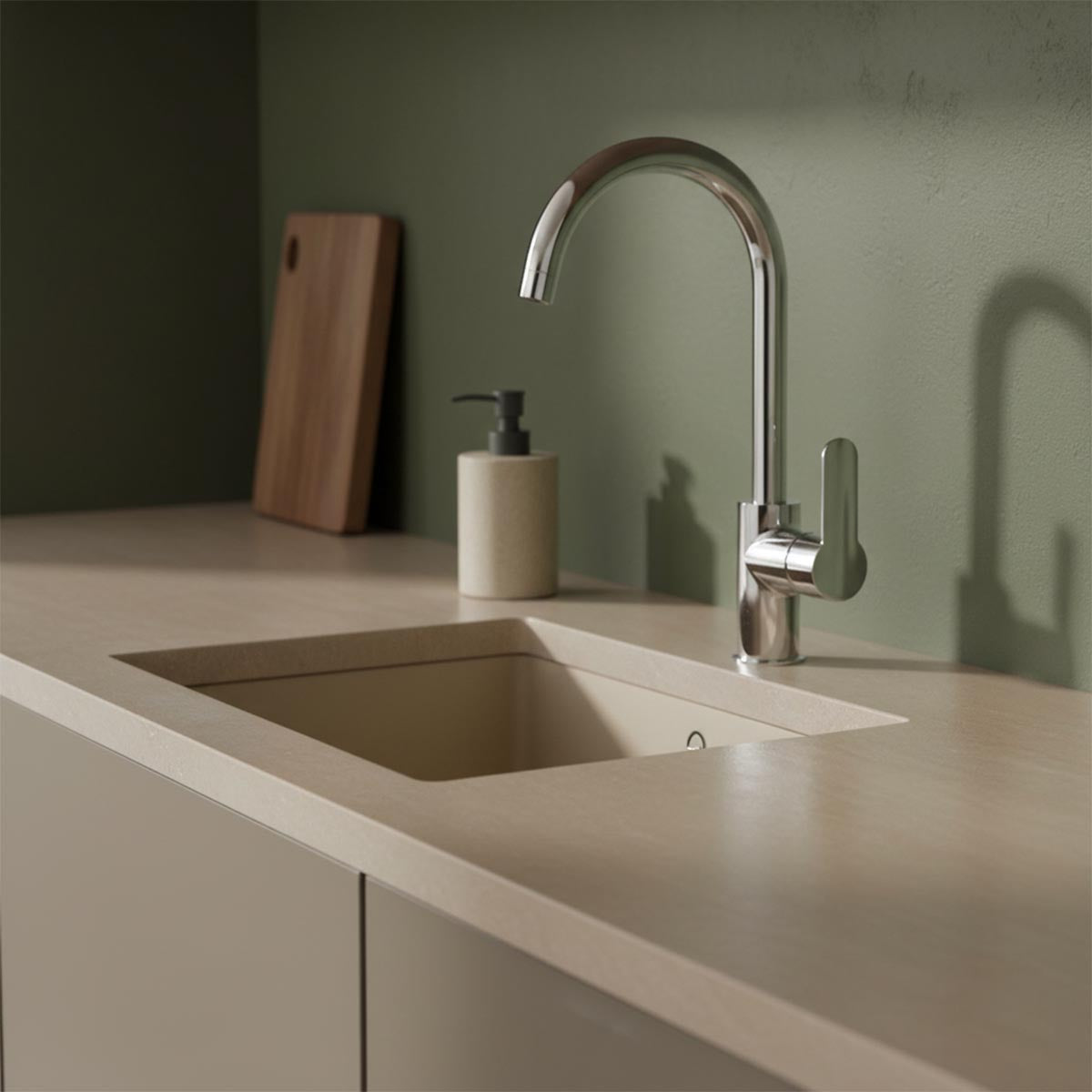 chrome kitchen mixer tap