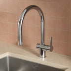 chrome kitchen tap with pull out spray