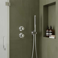 chrome shower handheld, hose and water outlet 
