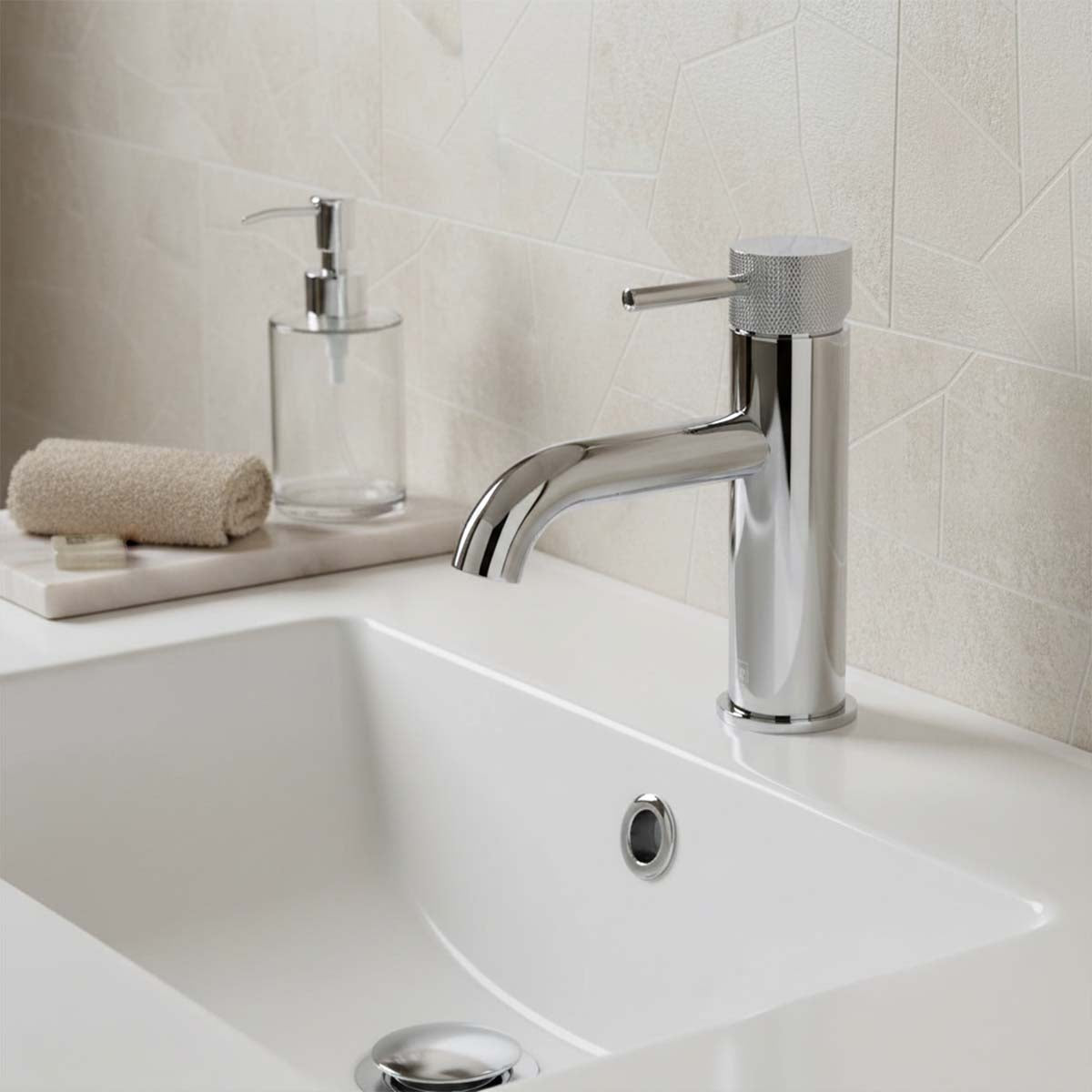 chrome single lever basin mixer tap deck mounted 
