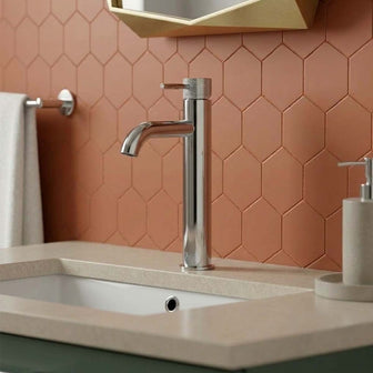 chrome tall basin tap with knurled handle Main image