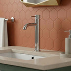 chrome tall basin tap with knurled handle