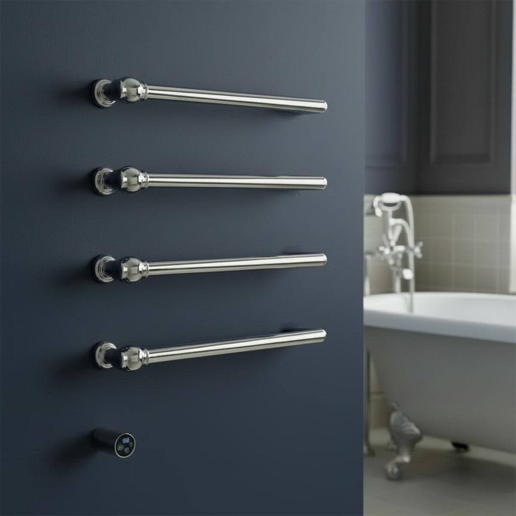 chrome traditional electric towel rails warmer - wall mounted 