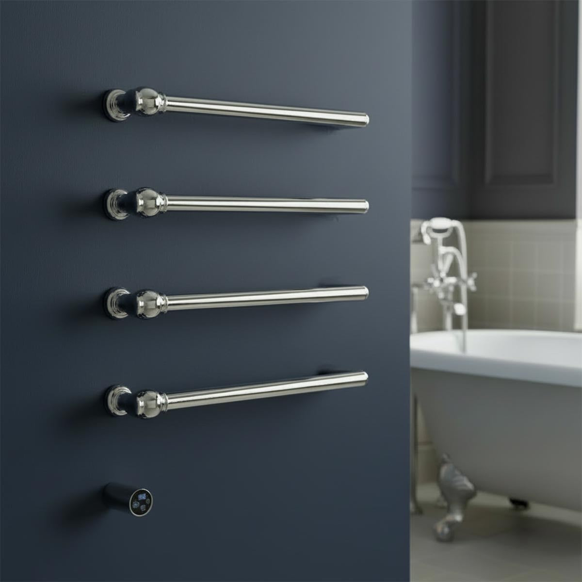 chrome traditional electric towel rails warmer - wall mounted 