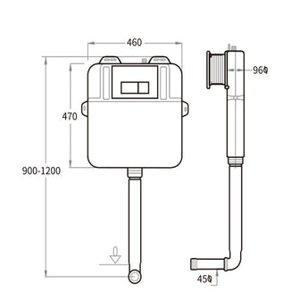 Compact Dual Flush Concealed Cistern - 470mm Secondary image
