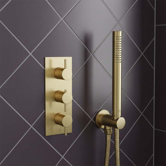 concealed brushed brass shower valve 3 outlets Main image