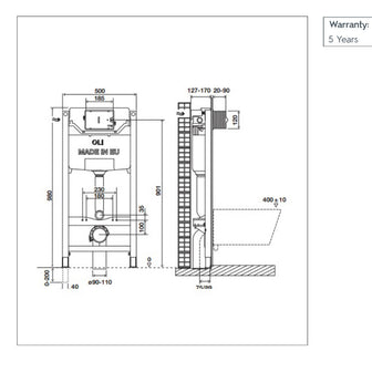 980mm Pre-wall Freestanding W.C. Frame with Cistern Secondary image