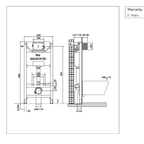 concealed cistern with frame