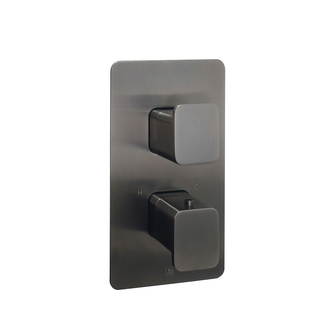 Brushed Black Thermostatic Concealed 2 Outlet Shower with Square Handles Secondary image