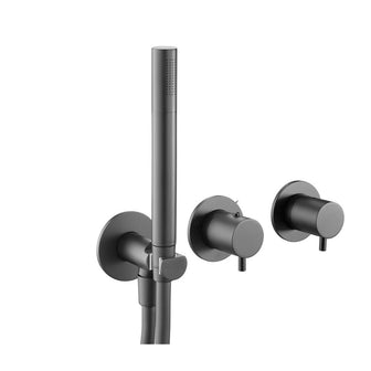 Black shower valve with handset 2 outlets Main image