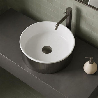countertop basin made of ceramic and stainless steel - gunmetal Main image