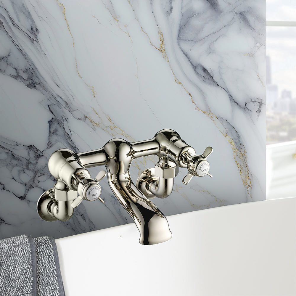 Nickel Finish Traditional Wall Mounted Bath Filler Tap Main image
