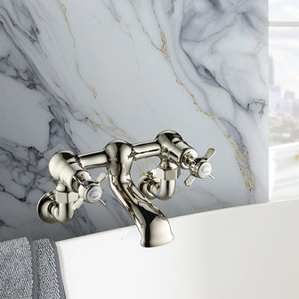 Nickel Finish Traditional Wall Mounted Bath Filler Tap Main image