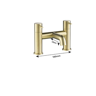 Gold Deck Panel Valves, Pullout Shower Handle, Bath Filler Tap, Click Clack Waste & Wall Mounted Mixer with Designer Handle in Brushed Brass Secondary image