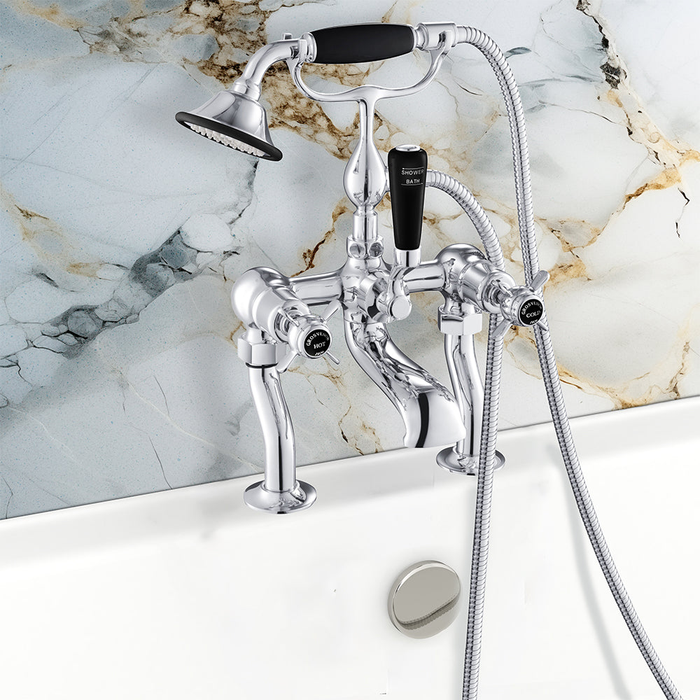 Deck Mounted Bath Mixer Tap with Shower Handset