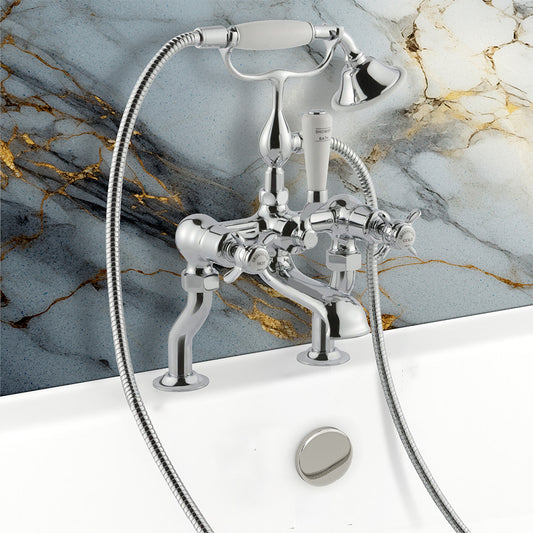 Deck Mounted Bath Shower Mixer with Shower Handset - Chrome Finish 1000