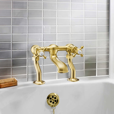 deck mounted bath filler tap brushed brass