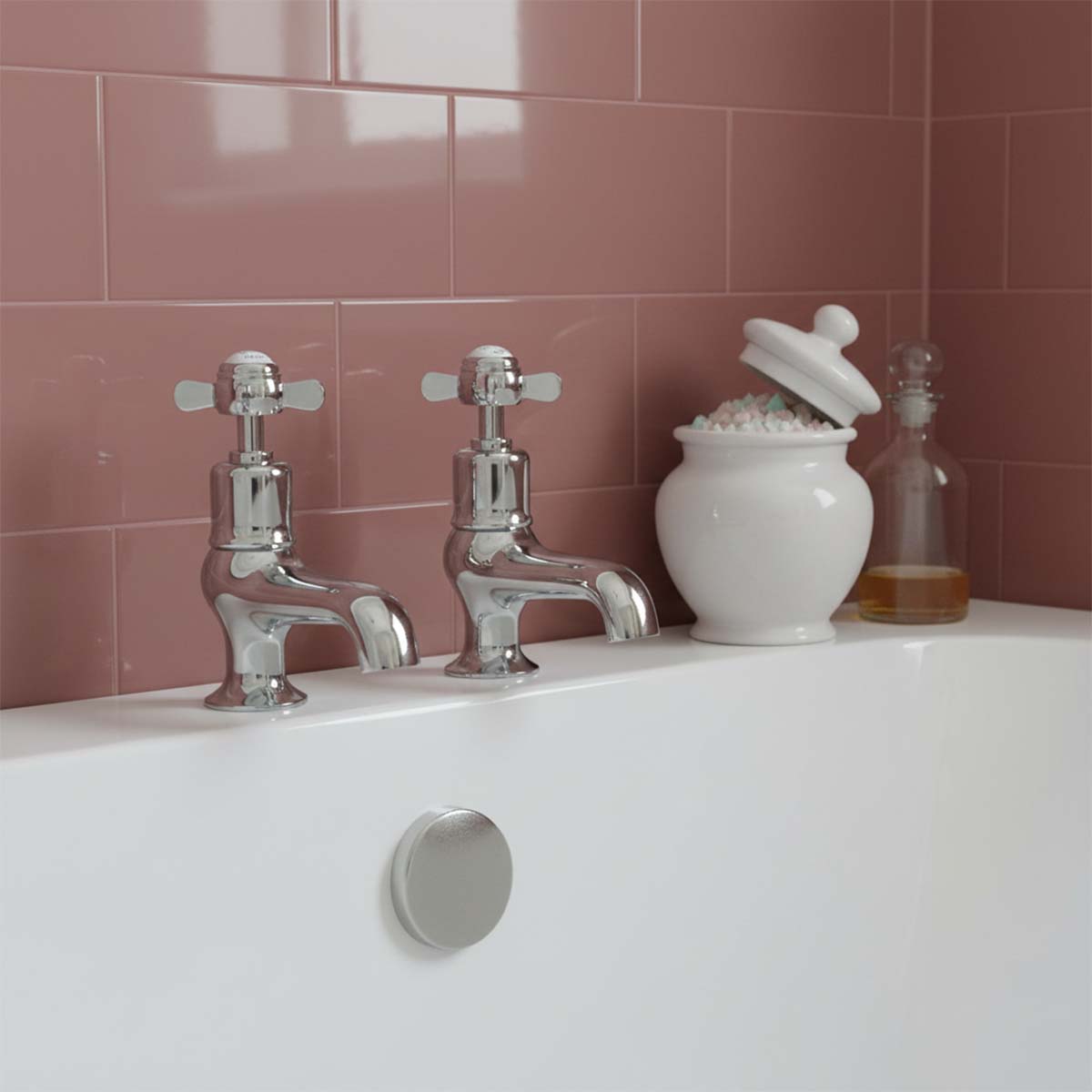 deck mounted bath pillar taps chrome