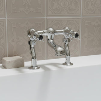 deck mounted bath tap with crosshead handles Main image