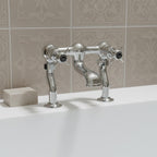 deck mounted bath tap with crosshead handles