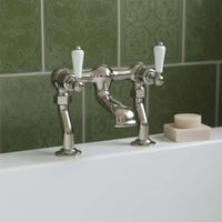 deck mounted bath tap with lever handles - nickel 