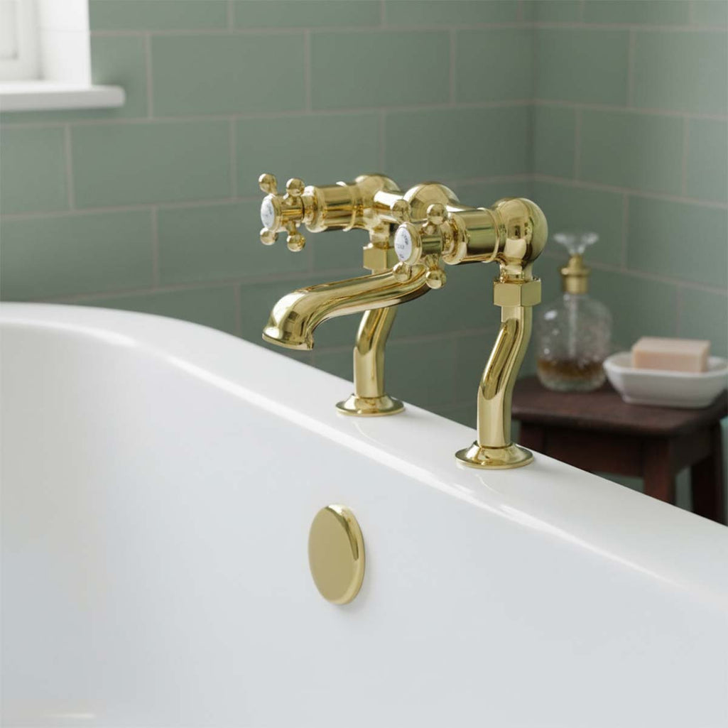 deck mounted traditional bath tap - gold 