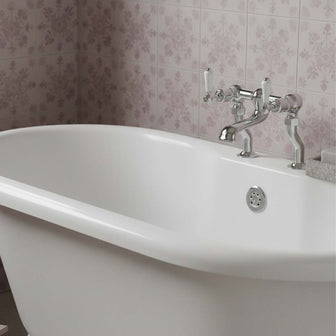 Traditional Deck-Mounted Bath Mixer Tap with Lever Handles- Chrome Secondary image