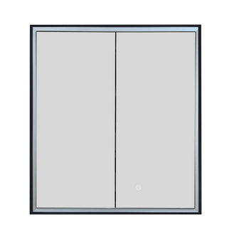 LUCA Recessed Double Door Mirror Cabinet with Light, Sensor and Shaver Socket - 600x700mm Matt Black Trim Secondary image
