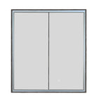 double door bathroom cabinet with mirror, defogger and shaving socket - brushed black frame 