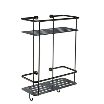 Brushed Black Double Tier Square Shower Basket with Hooks Secondary image