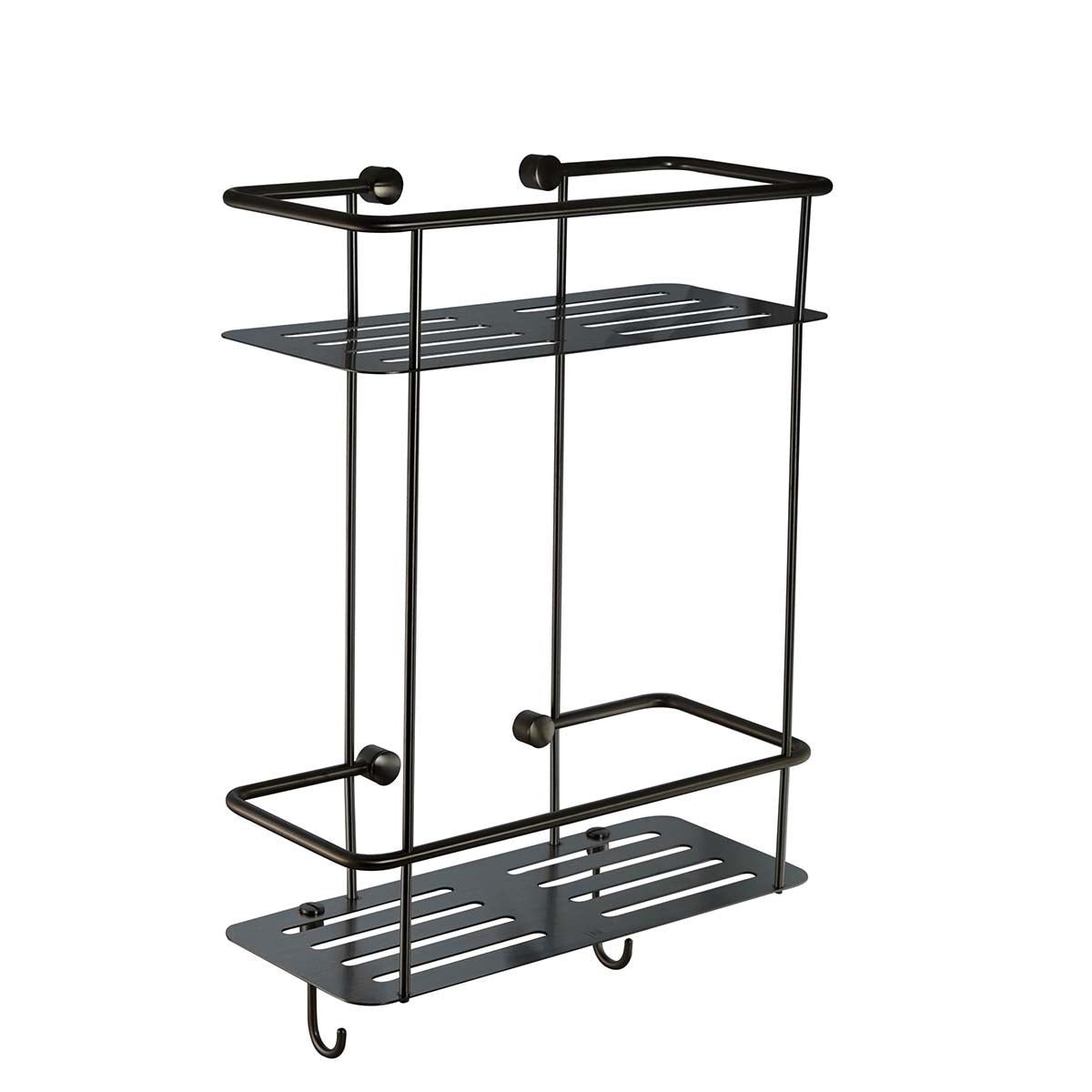 double square shower basket  - brushed black