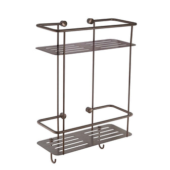 double tier square shower basket wall mounted - bronze Main image